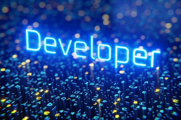 Software ontwikkelingsconcept Ontwerp en ontwikkeling illustraties 3d render