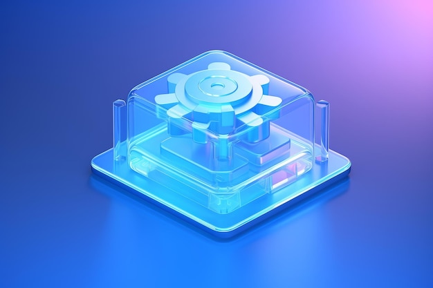 ソフトウェア サービス アイソメトリック 青いアイコン 美しいイラスト 画像 ゲネレーティブ AI