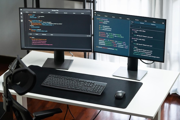 Software-toepassing bij het maken van programma-code database job pc-schermen Gusher