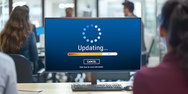 Software-update op de computer voor een snelle versie van de software van het apparaat