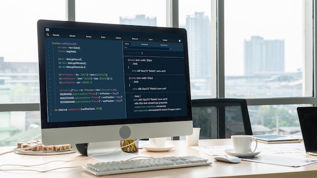 Softwareontwikkeling programmeren op het computerscherm voor modische applicaties
