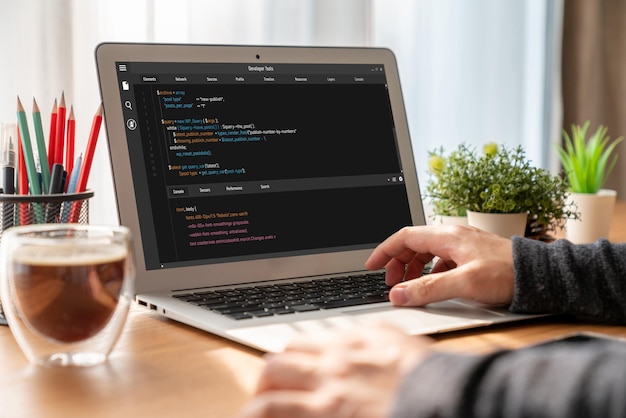Softwareontwikkeling programmeren op het computerscherm voor modische applicaties