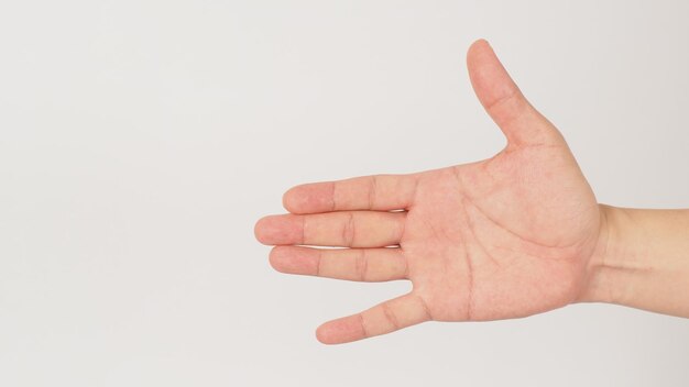 Soh hand sign pitch on white background The sign of tone in key