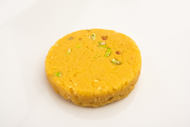 Sohan Halwa or halva, popular sweet recipe from Ajmer, India. served in a plate