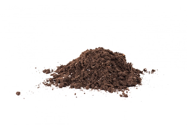 Soil or dirt section isolated on white 