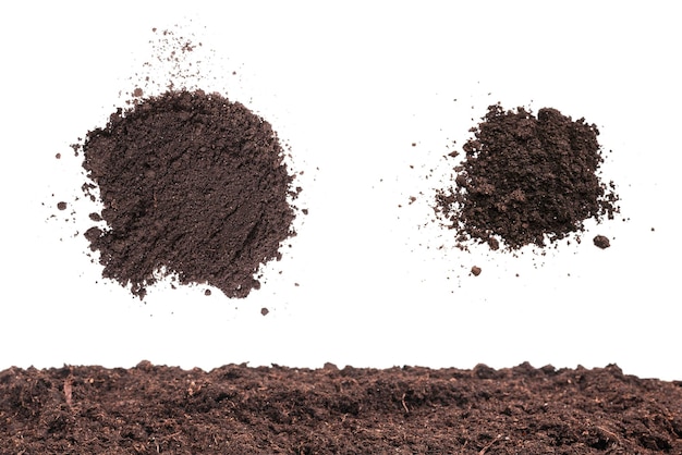 Soil for plant isolated on white background