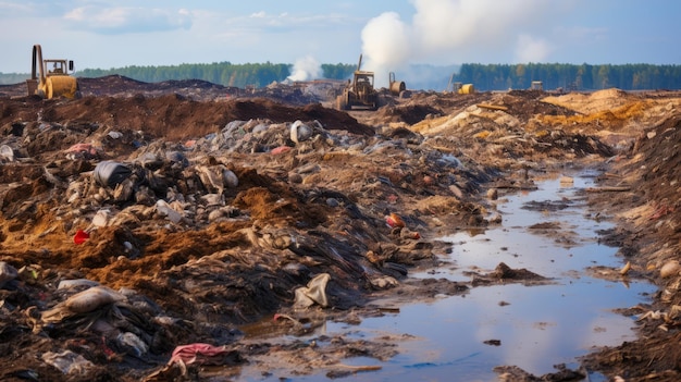 Photo soil pollution caused by the improper disposal of hazardous waste