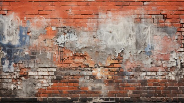 Soiled Brick Wall With Grunge Urban Graffiti Generative Ai