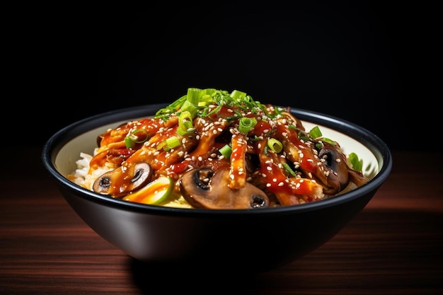 Soja Teriyaki paddenstoel Donburi