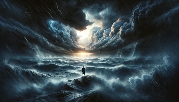 Photo solace in the storm embracing the turbulence of emotions