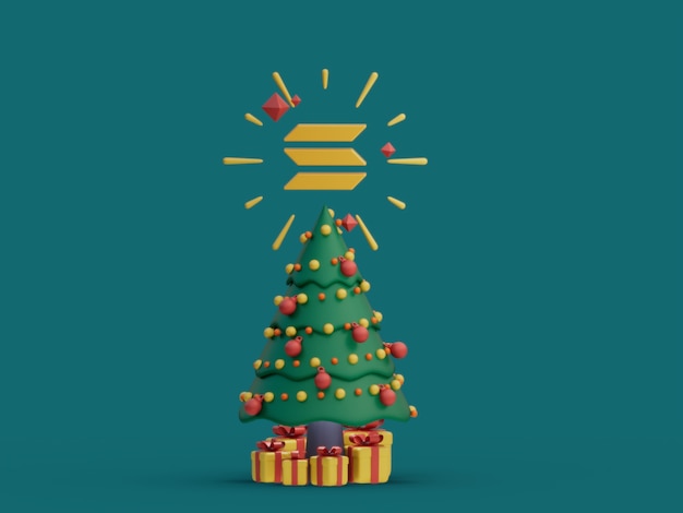 Solana Christmas Tree Decorative Festive Crypto Currency 3D Illustration Render