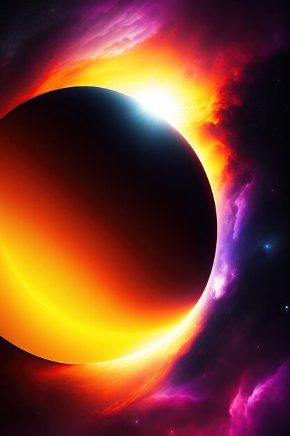 Solar eclipse abstract space wallpaper 3d illustration