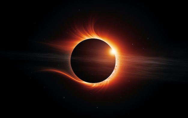 Photo solar eclipse in dark sky