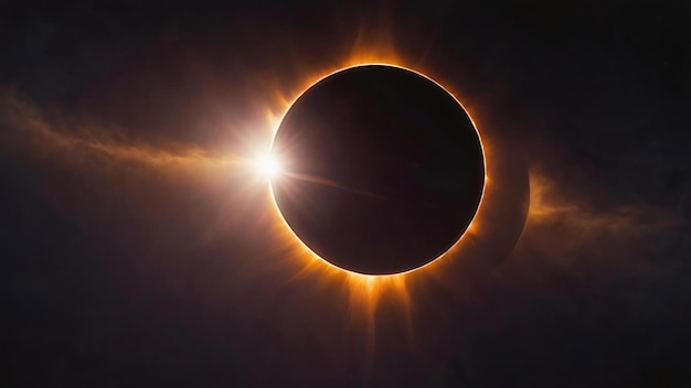 Photo solar eclipse in the dark space