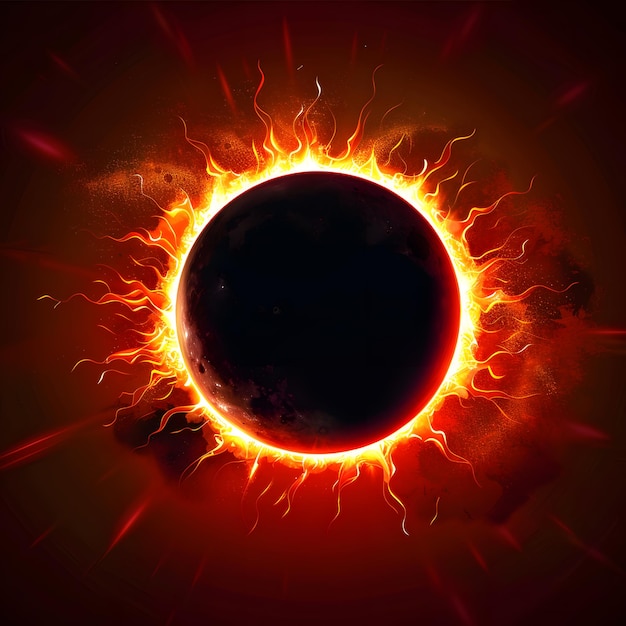 Solar eclipse in the night 3D illustration Space background