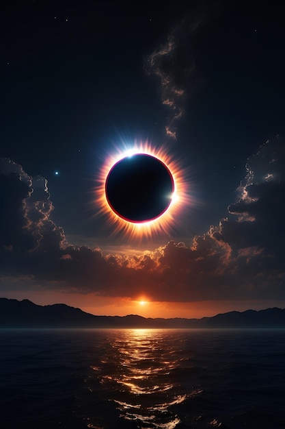 Solar Eclipse Over Ocean