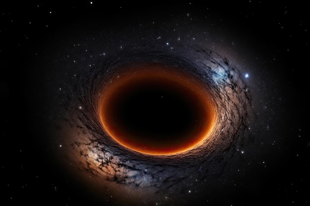 Solar eclipse in space Elements of this image furnished by NASA A monster black hole glowing in deep space AI Generated