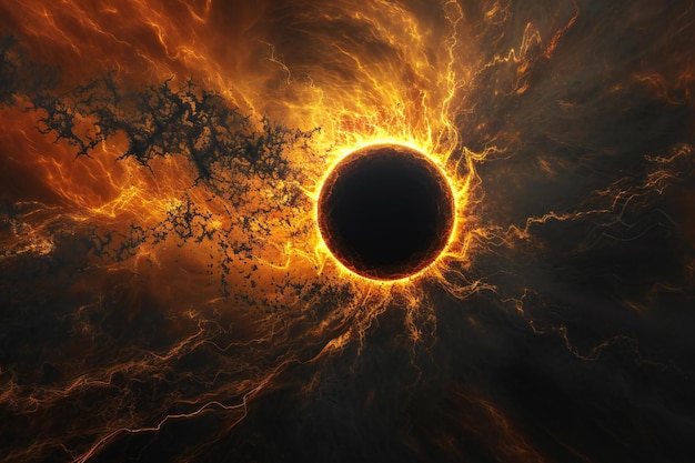 Solar eclipse in space Sun and planet