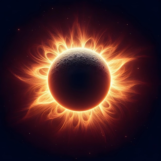 Solar eclipse in space with stars and nebula Vector illustration