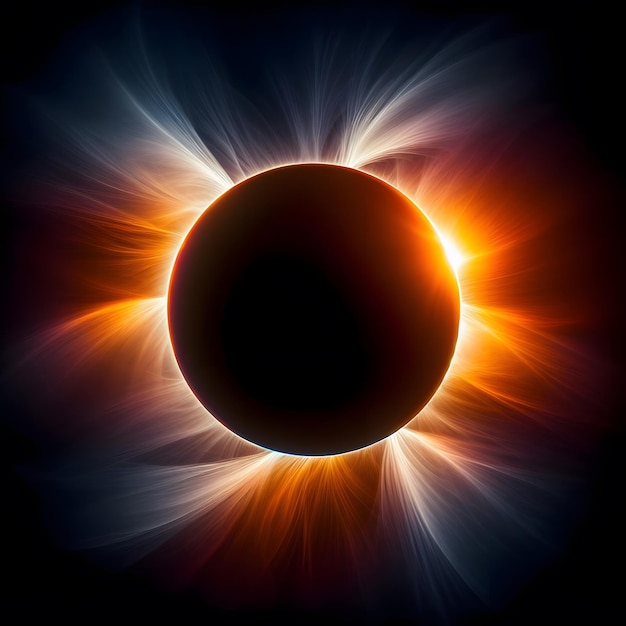 Solar eclipse sun and clouds 3d rendering 3d illustration