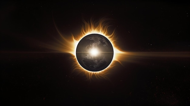 Photo solar eclipse with sun and moon