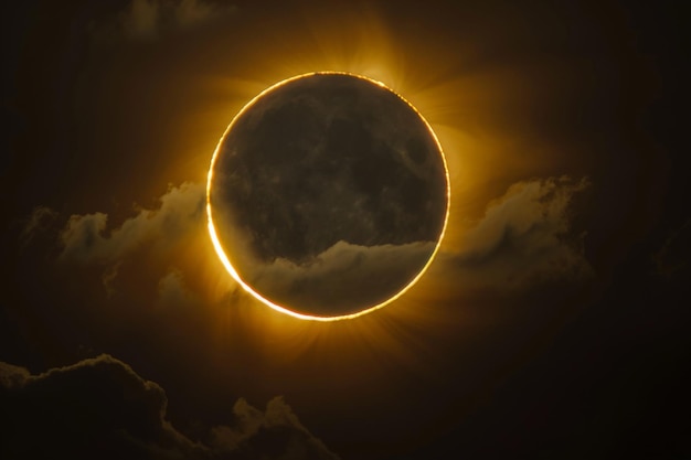 写真 黄色いリングの日食