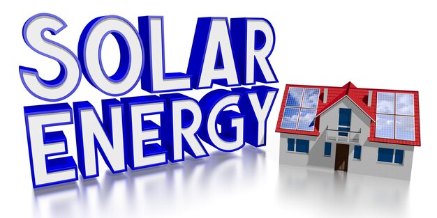 Photo solar energy concept family house with solar panels 3d illustration