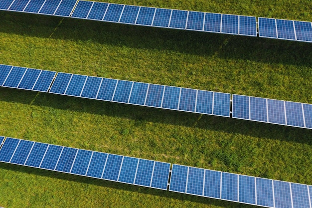 Solar energy farm. high angle view of solar panels on an energy\
farm