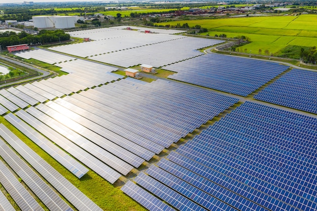 Solar energy farm producing clean renewable energy from the sun