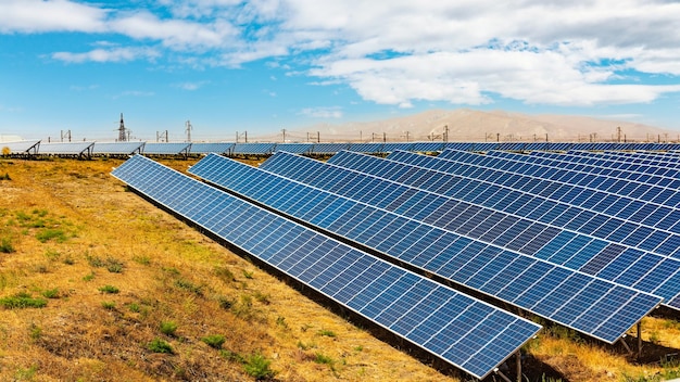 Solar energy plant in field