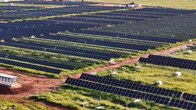 Photo solar energy plant in rural area