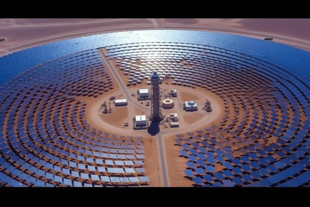 Foto una fattoria solare nel deserto.
