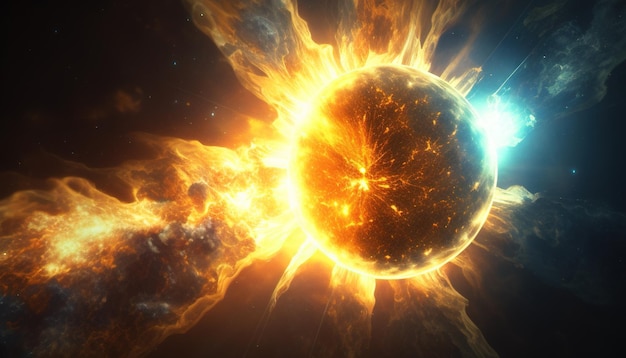 Solar flare apocalypse digital art illustration Generative AI