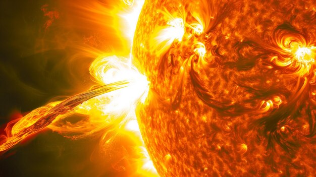 Photo solar flares closeup magnets storms