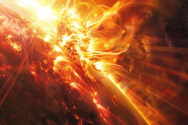 사진 태양 표면의 강력한 폭발은 강렬한 방사선을 방출합니다.