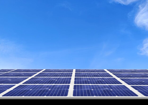 Solar panel on blue sky clean green energy alternative concept