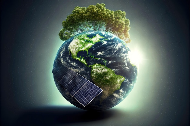 Solar panel care for environment and saving planet's resources