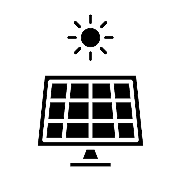 Foto illustrazione nera solida del glifo del pannello solare