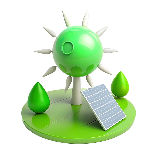 Foto pannello solare energia verde stile di rendering 3d isolato su sfondo bianco o trasparente