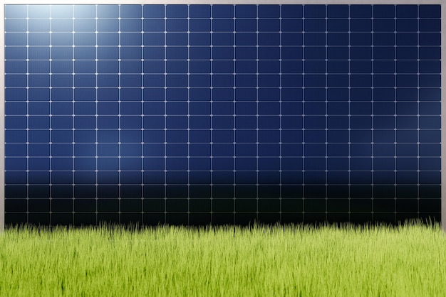 Photo solar panel on green grass