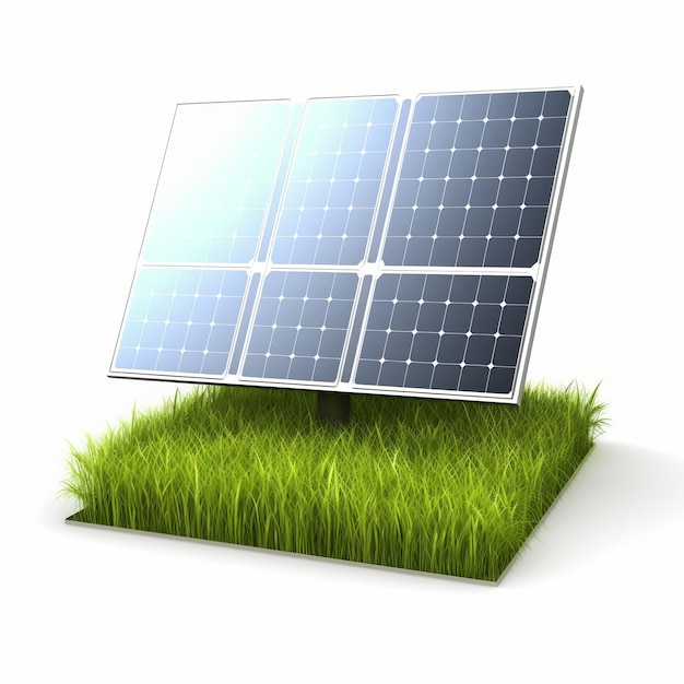 Solar Panel On Green Grass