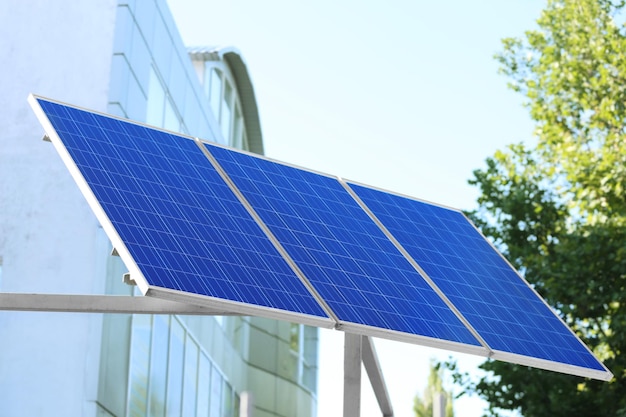 Solar panel on metal construction outdoors