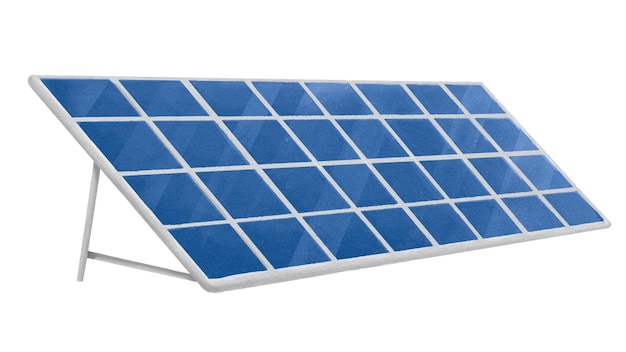 Solar panel png sticker waterverf illustratie doorzichtige achtergrond