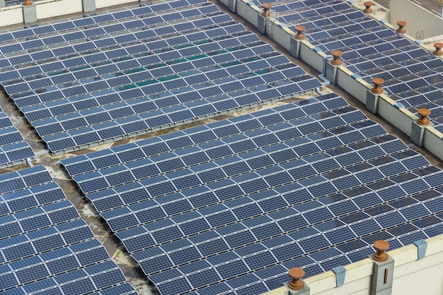 Photo solar panel over the roof top building