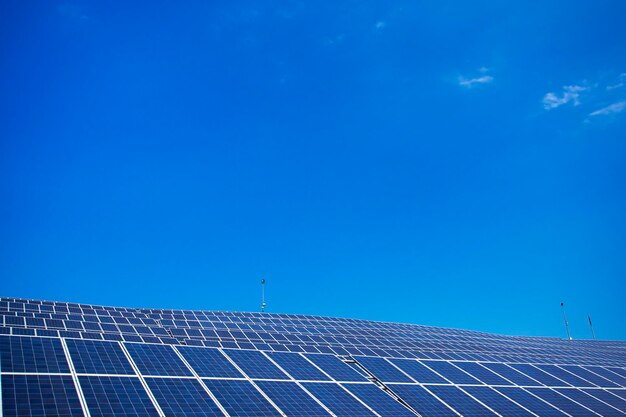 Solar panel with blue sky background