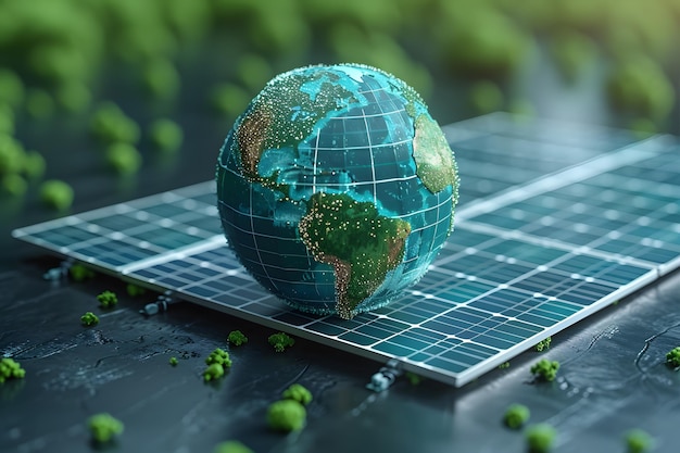 Solar Panel With Green Globe