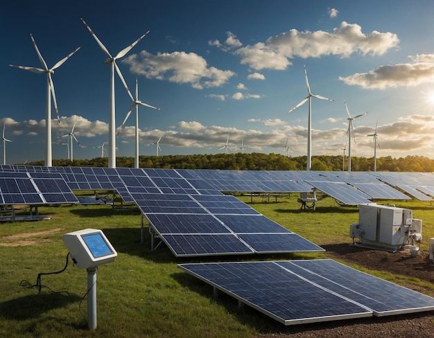 Photo a solar panel with a sky background and a solar panel