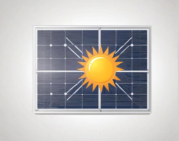 Photo solar panel with the sun on it