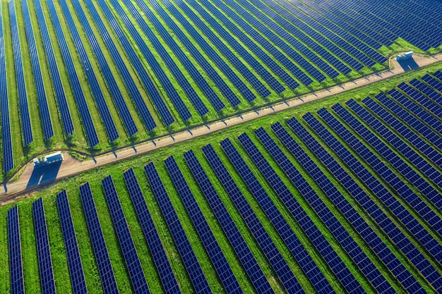 Solar panels in aerial view