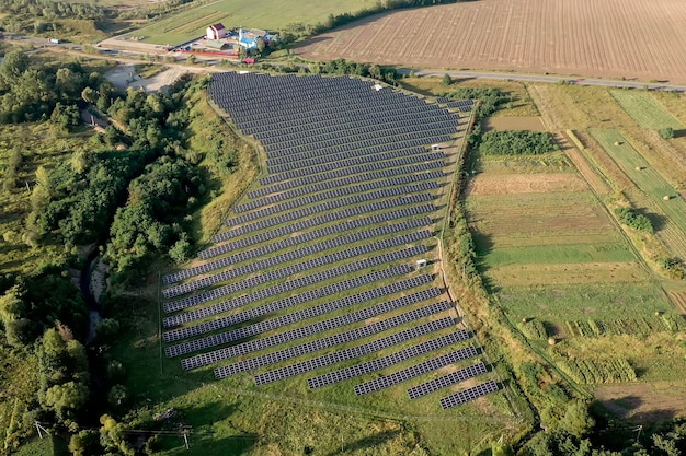 Solar panels in aerial view